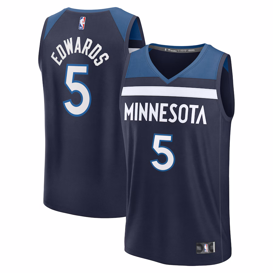 Youth Minnesota Timberwolves Anthony Edwards Fanatics Navy Fast Break Replica Player Jersey - Icon Edition - Puhuasuan