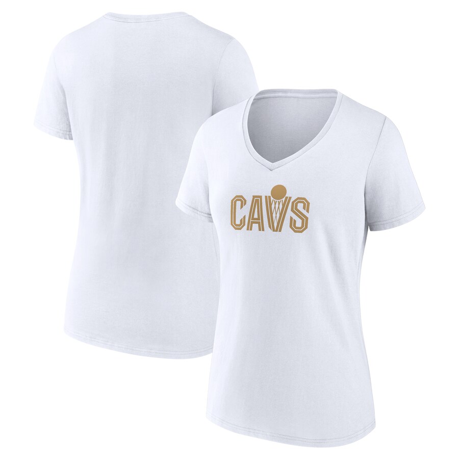 Women's Cleveland Cavaliers White Wordmark V-Neck T-Shirt - Puhuasuan