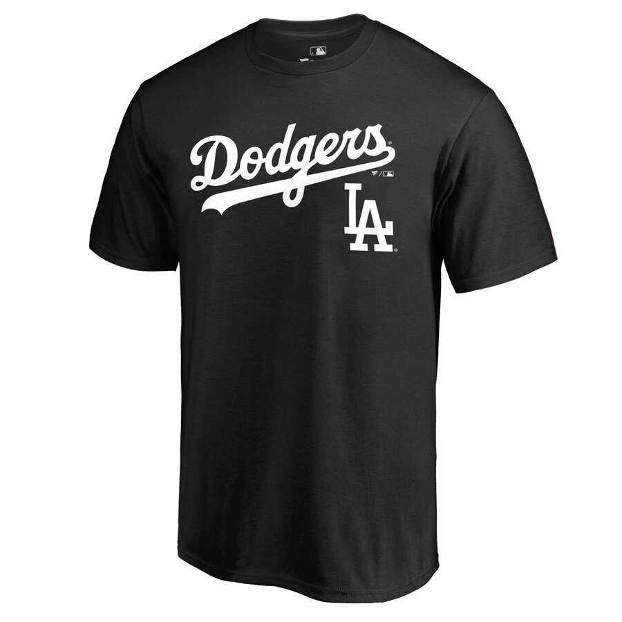 Men's Los Angeles Dodgers Black Team Lockup T-Shirt - Puhuasuan