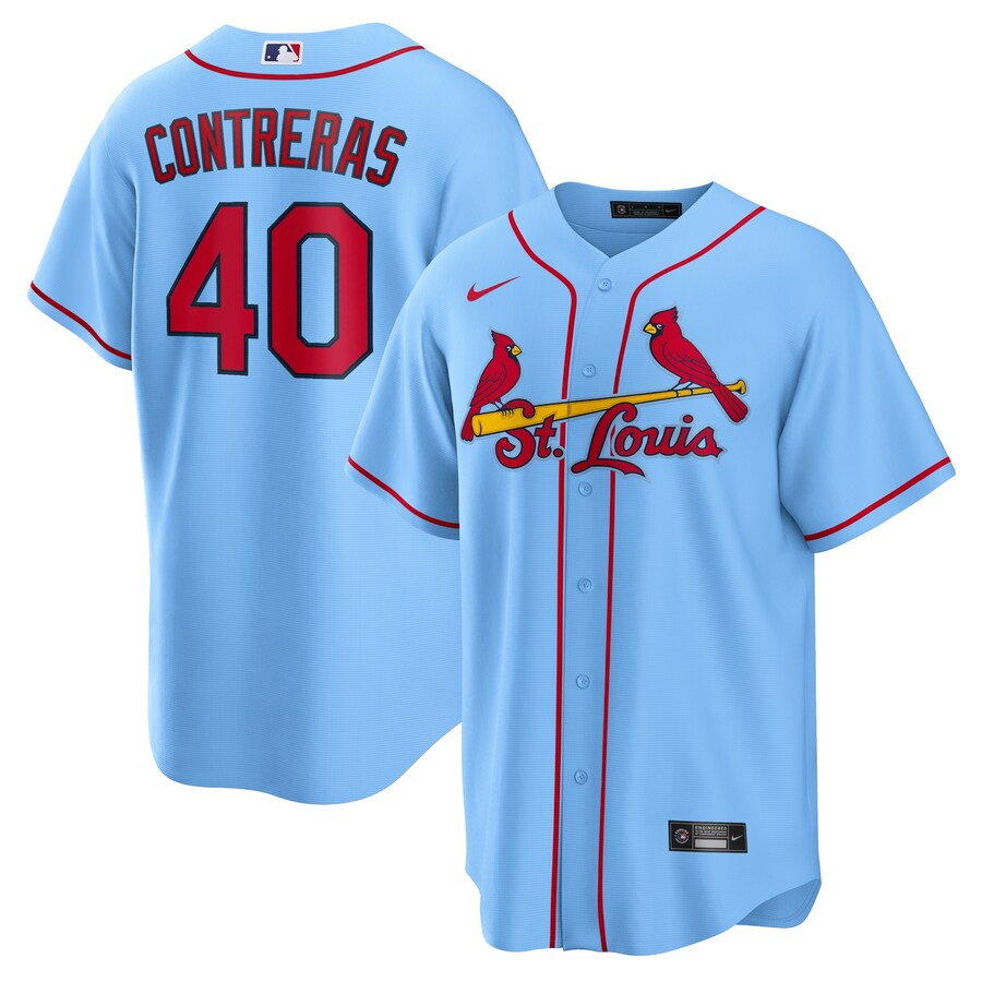 Men's St. Louis Cardinals Willson Contreras Nike Light Blue Alternate Replica Jersey - Puhuasuan