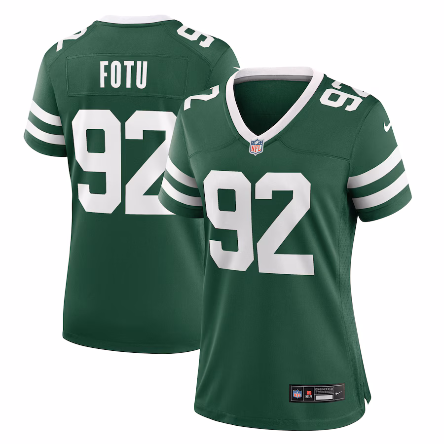 Women's New York Jets Leki Fotu Nike Legacy Green Team Game Jersey - Puhuasuan
