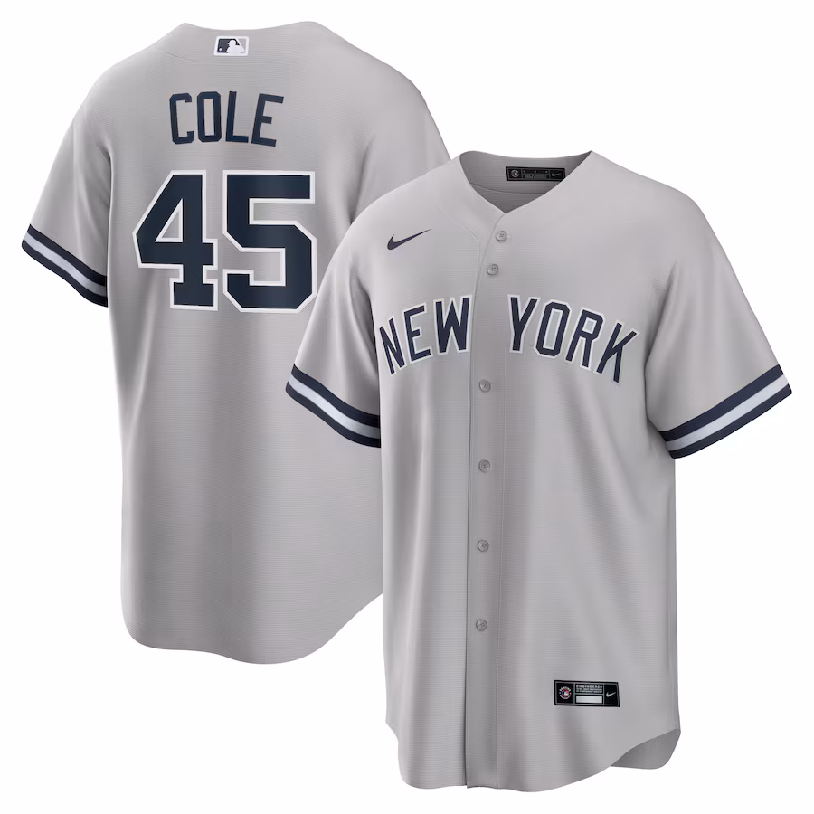 Men's New York Yankees Gerrit Cole Nike Gray Road Replica Player Name Jersey - Puhuasuan