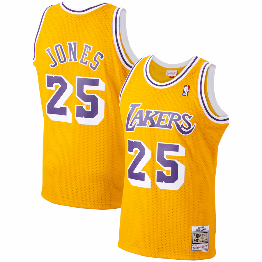 Men's Los Angeles Lakers Ed Jones Mitchell & Ness Gold 1994/95 Hardwood Classics Swingman Jersey - Puhuasuan
