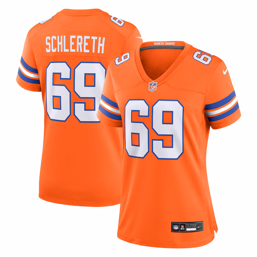 Women's Denver Broncos Mark Schlereth Nike Orange Mile High Collection 1977 Throwback Retired Player Game Jersey - Puhuasuan