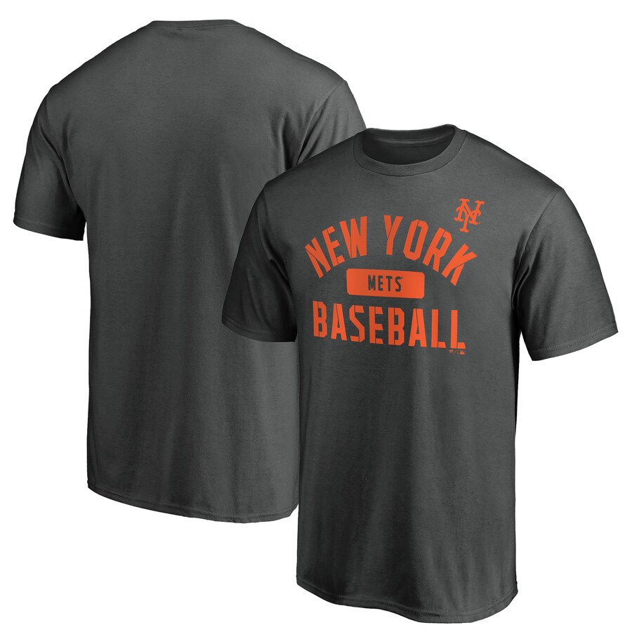 Men's New York Mets Charcoal Team Primary Pill T-Shirt - Puhuasuan