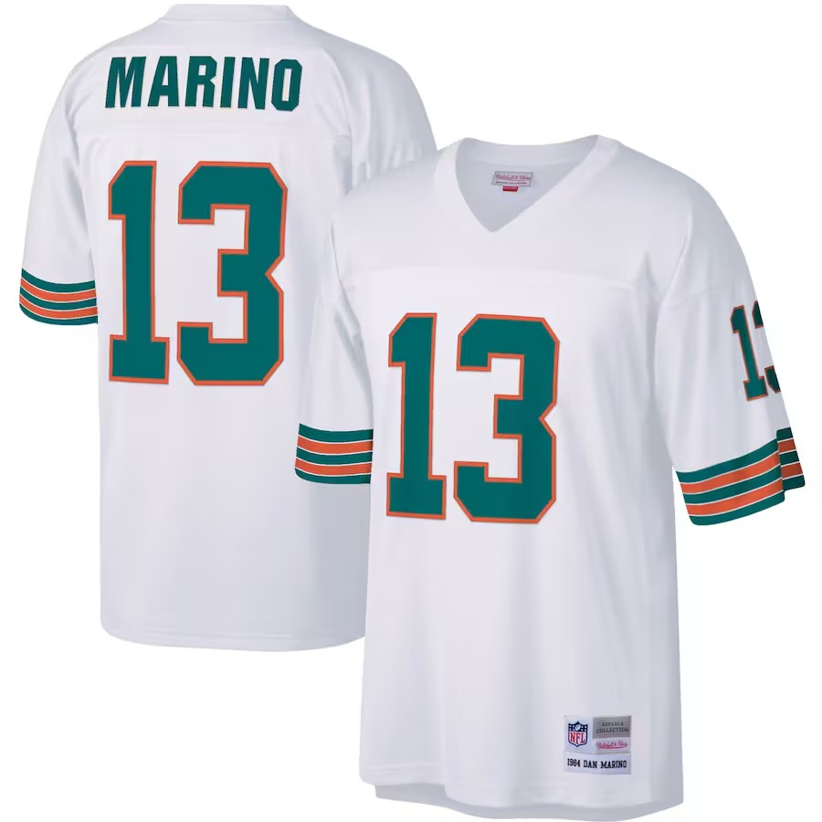 Men's Miami Dolphins Dan Marino Mitchell & Ness White Legacy Replica Jersey - Puhuasuan