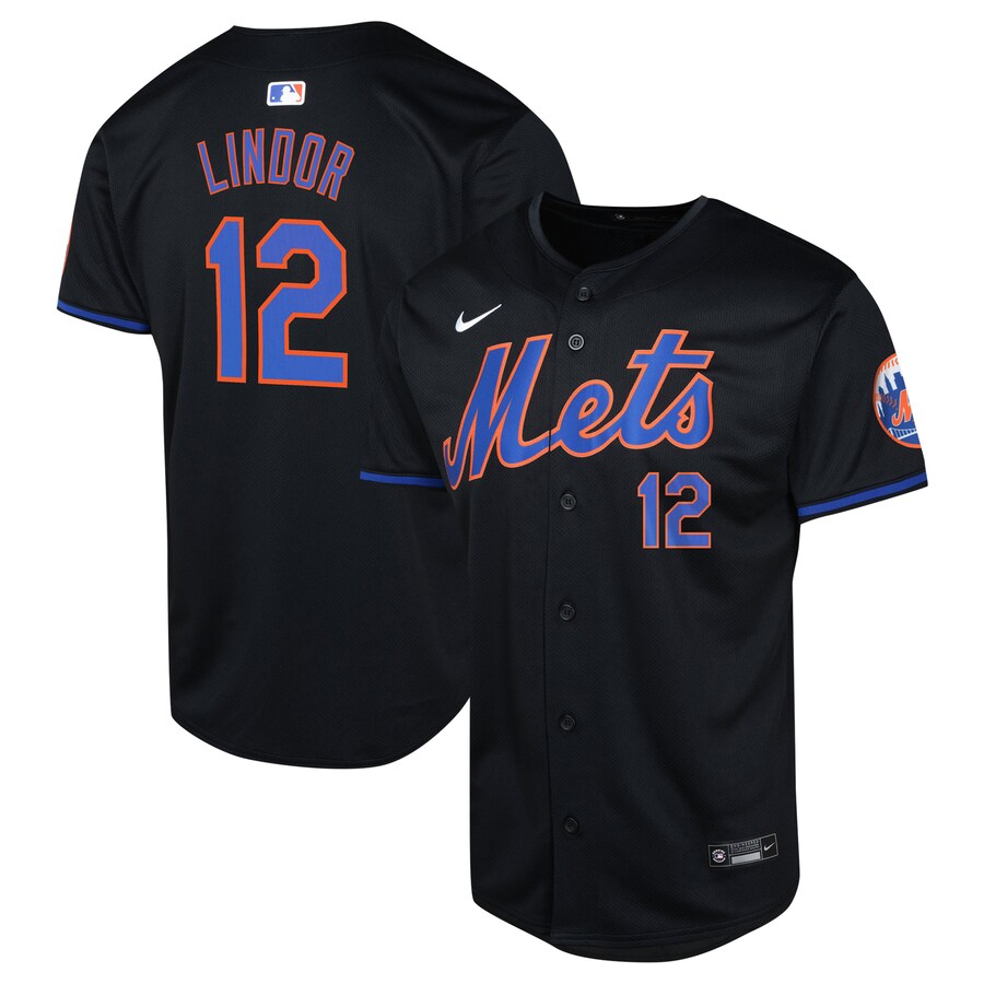Youth New York Mets Francisco Lindor Nike Black Alternate Limited Player Jersey - Puhuasuan