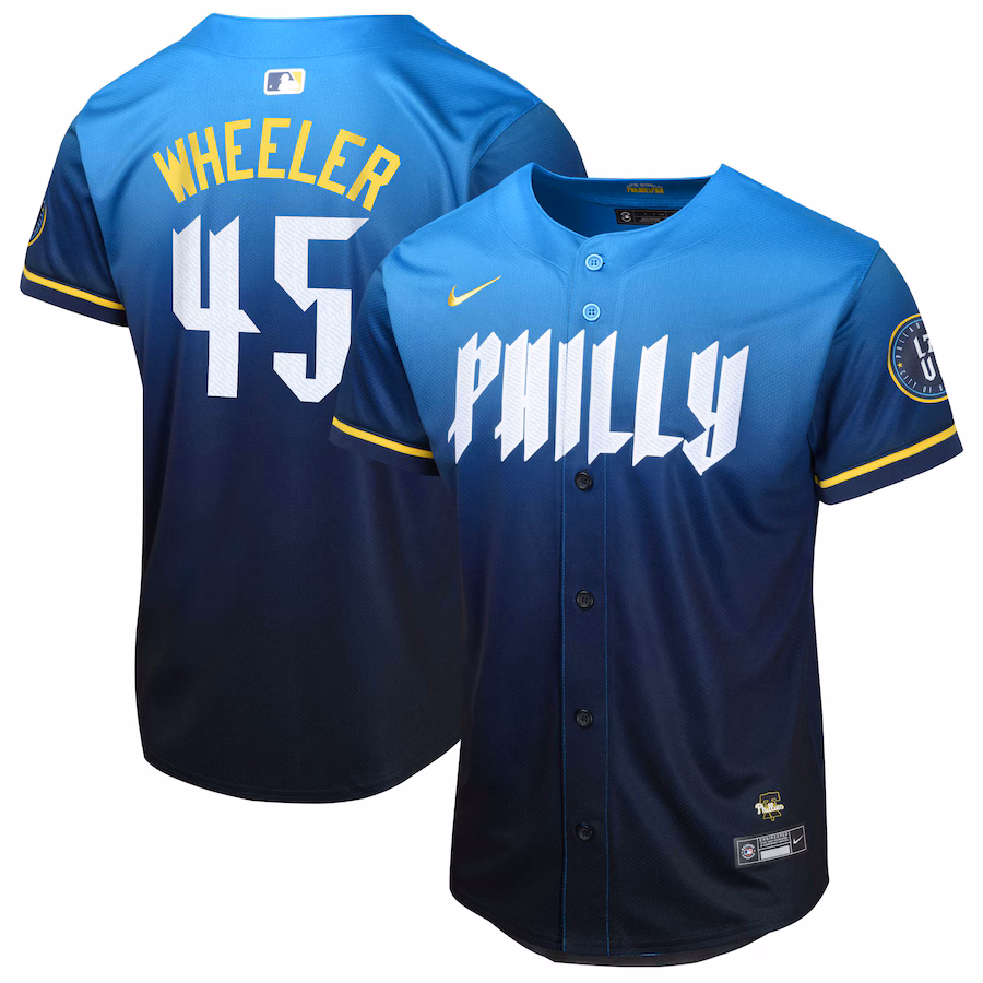 Youth Philadelphia Phillies Zack Wheeler Nike Blue 2024 City Connect Limited Player Jersey - Puhuasuan