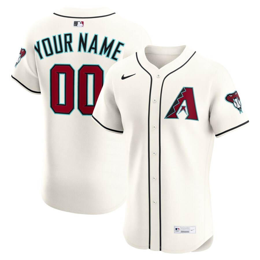 Men's Arizona Diamondbacks Nike Cream Home Elite Custom Jersey - Puhuasuan