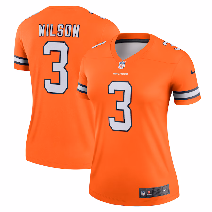 Women's Denver Broncos Russell Wilson Nike Orange Alternate Legend Player Performance Top - Puhuasuan