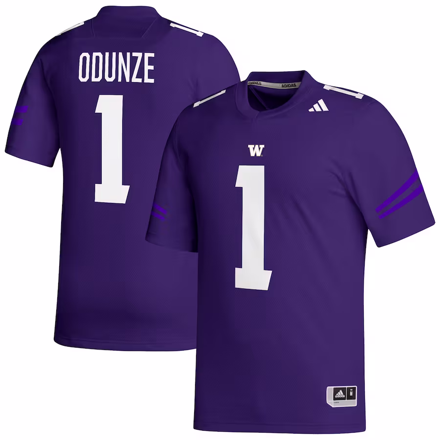 Rome Odunze Washington Huskies adidas NIL Football Player Replica Jersey - Purple - Puhuasuan