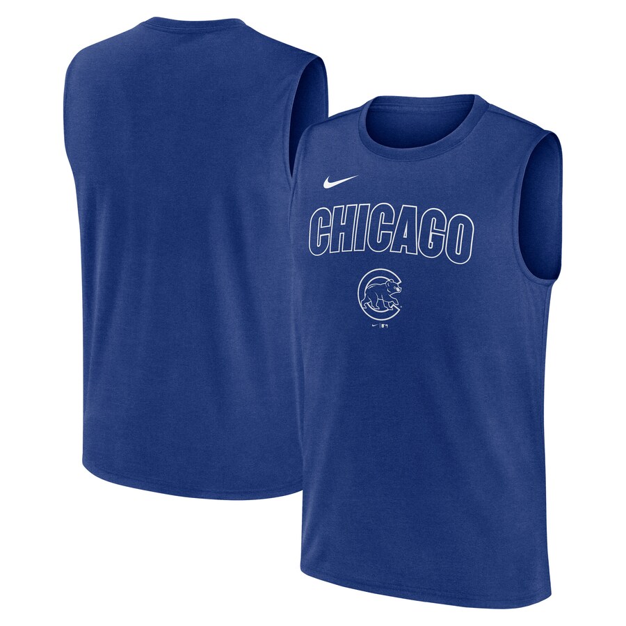 Men's Chicago Cubs Nike Royal Knockout Performance Muscle Tank Top - Puhuasuan