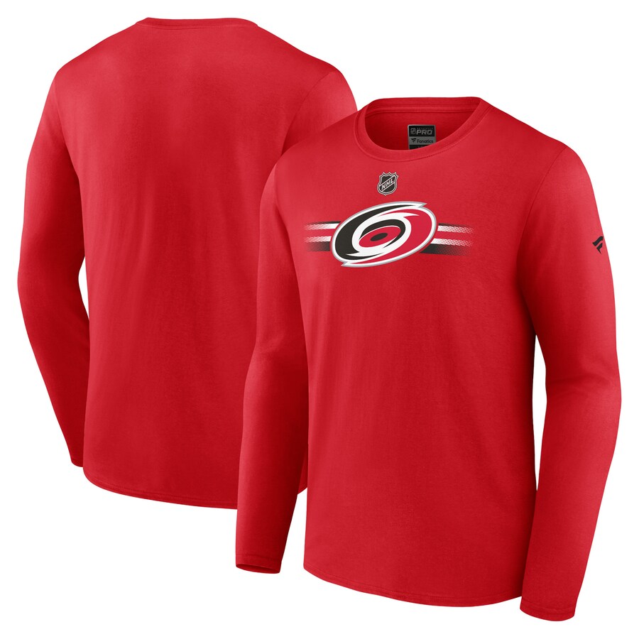 Men's Carolina Hurricanes Fanatics Red Authentic Pro Secondary Long Sleeve T-Shirt - Puhuasuan
