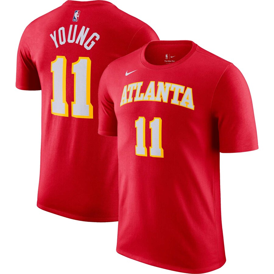 Men's Atlanta Hawks Trae Young Nike Red Icon 2022/23 Name & Number T-Shirt - Puhuasuan