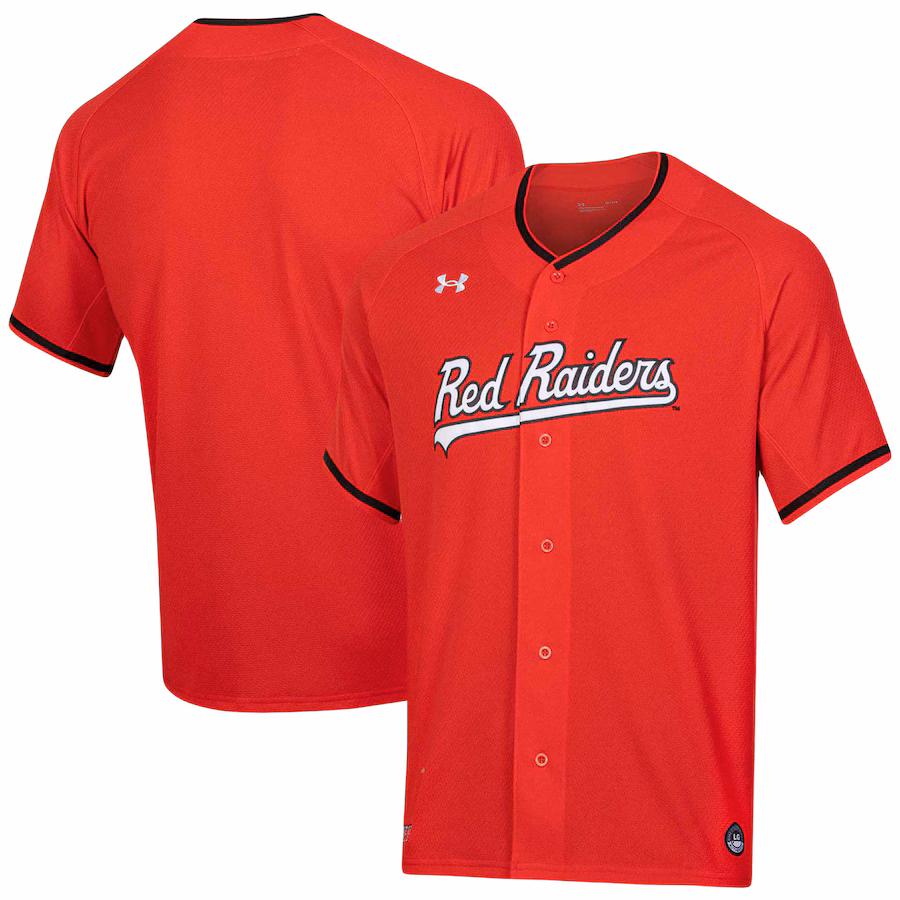 Men's Under Armour Red Texas Tech Red Raiders Softball V-Neck Jersey - Puhuasuan