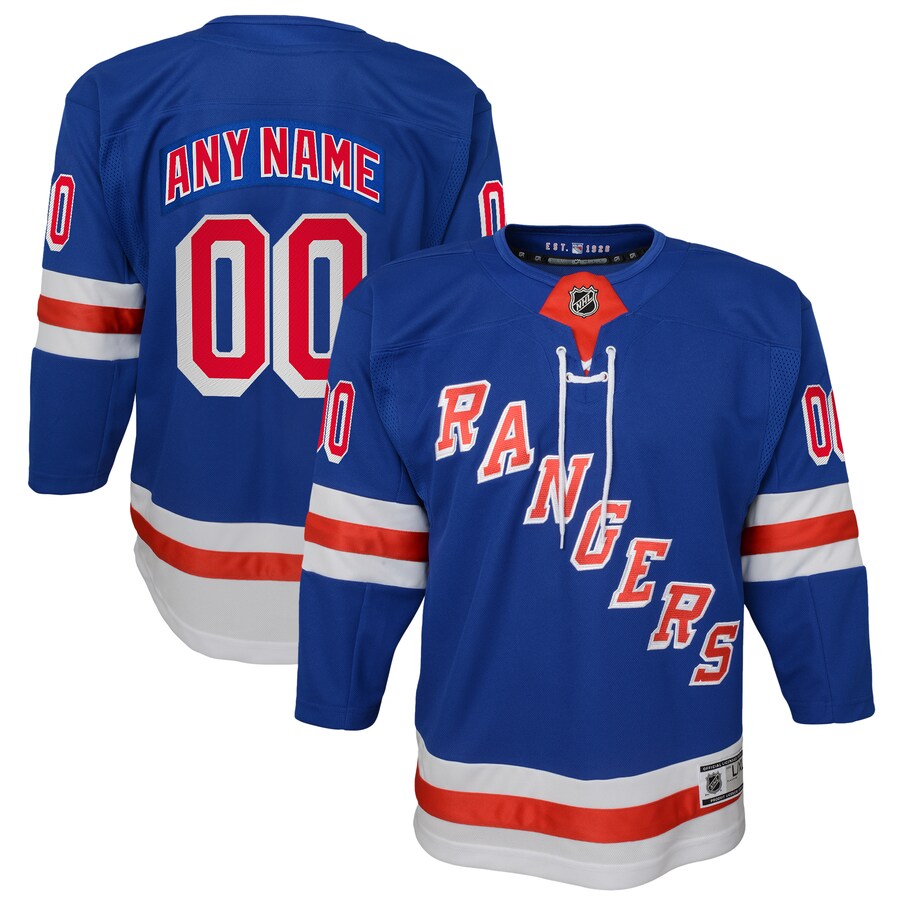 Youth New York Rangers Blue Home Premier Custom Jersey - Puhuasuan