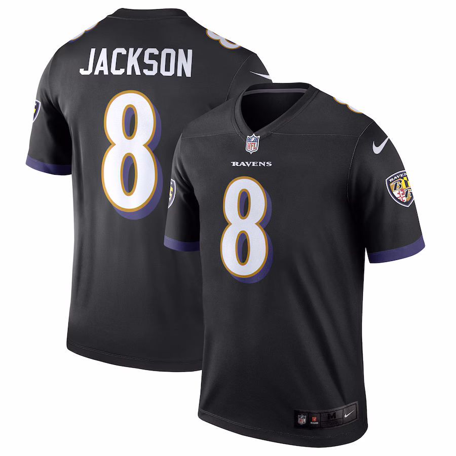 Men's Baltimore Ravens Lamar Jackson Nike Black Alternate Legend Player Performance Top - Puhuasuan