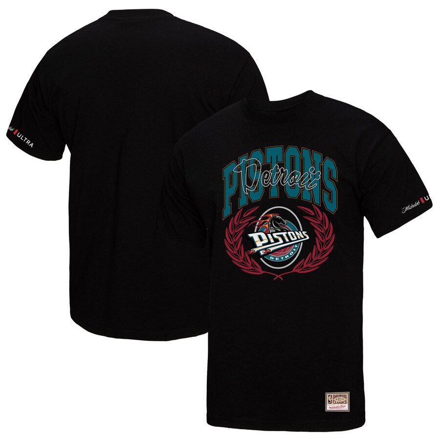 Men's Detroit Pistons Mitchell & Ness Black NBA x Michelob Ultra Rewind II T-Shirt - Puhuasuan