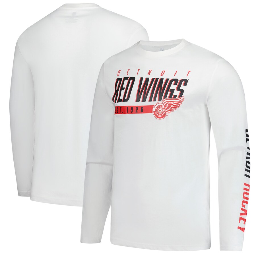 Men's Detroit Red Wings Fanatics White Long Sleeve T-Shirt - Puhuasuan