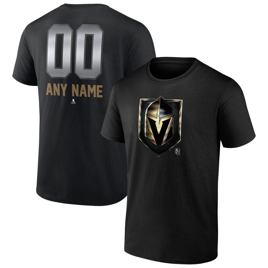 Men's Vegas Golden Knights Black Personalized Midnight Mascot Logo T-Shirt - Puhuasuan
