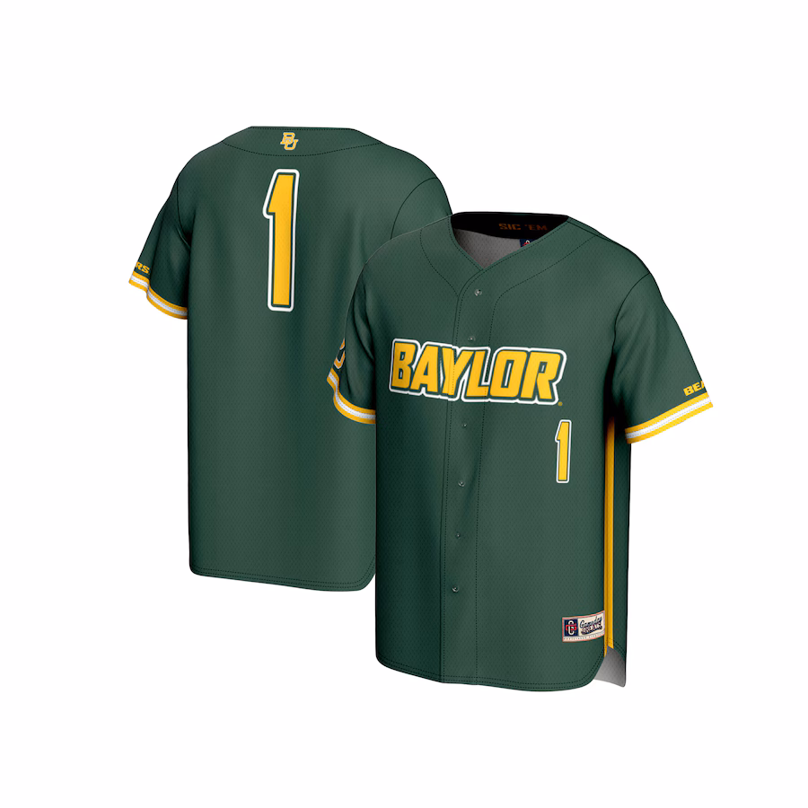 Unisex GameDay Greats  Green #1 Baylor Bears Lightweight Baseball Fashion Jersey - Puhuasuan