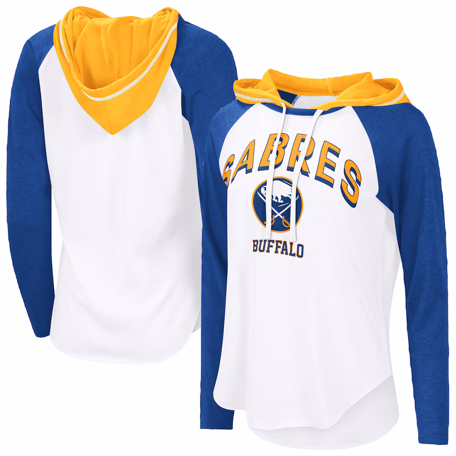 Women's Buffalo Sabres G-III 4Her by Carl Banks White VIP Raglan Long Sleeve Hoodie T-Shirt - Puhuasuan