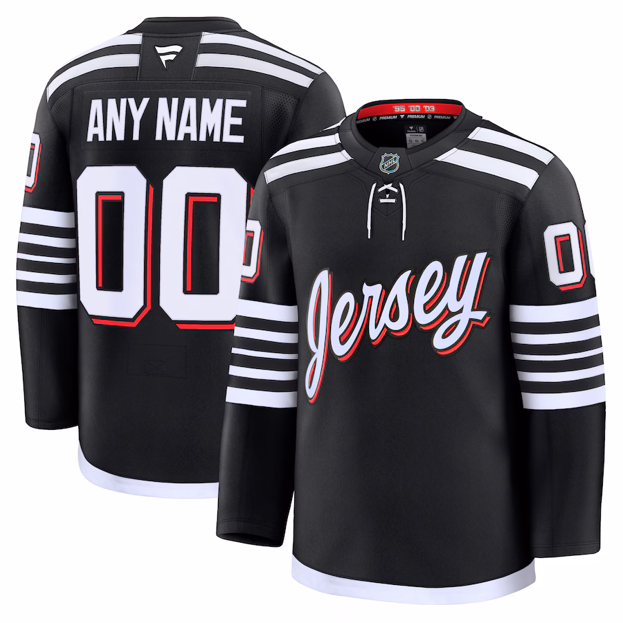 Men's New Jersey Devils Fanatics Black Alternate Premium Custom Jersey - Puhuasuan