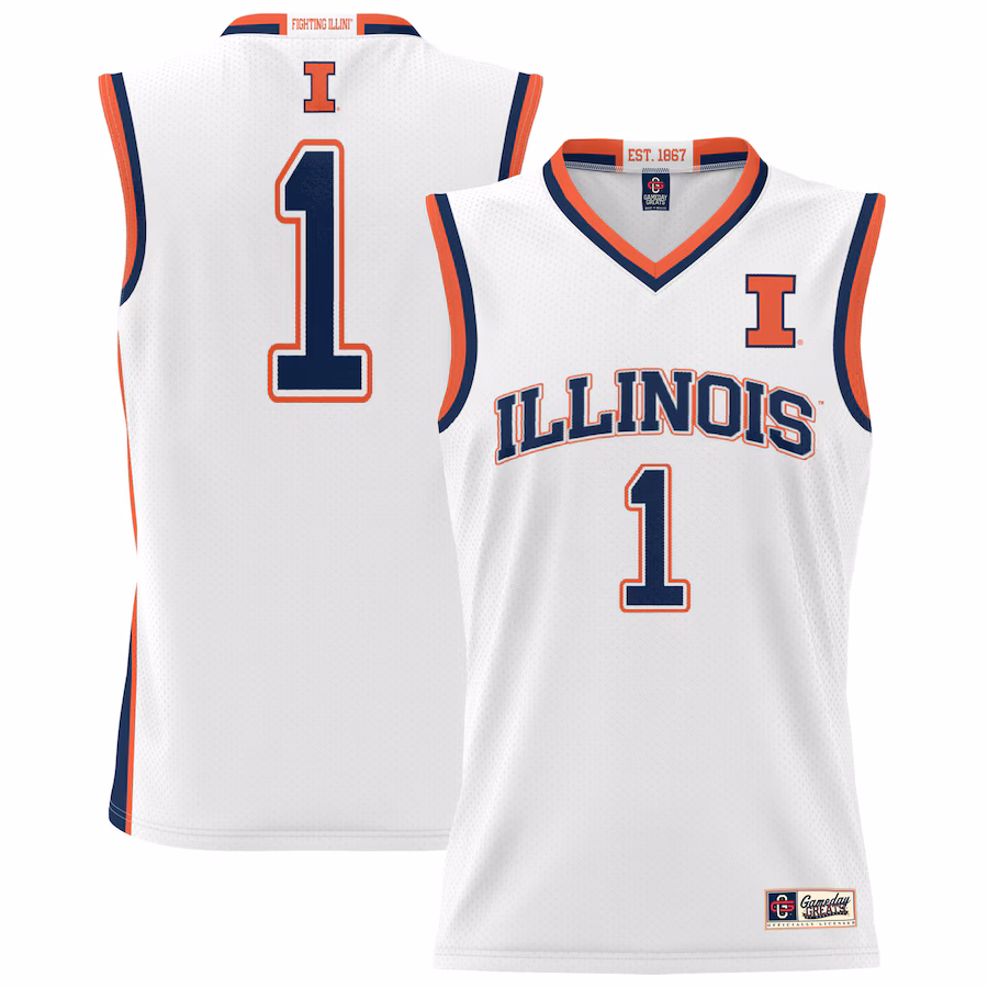 #1 Illinois Fighting Illini GameDay Greats Unisex Lightweight Basketball Jersey - White - Puhuasuan