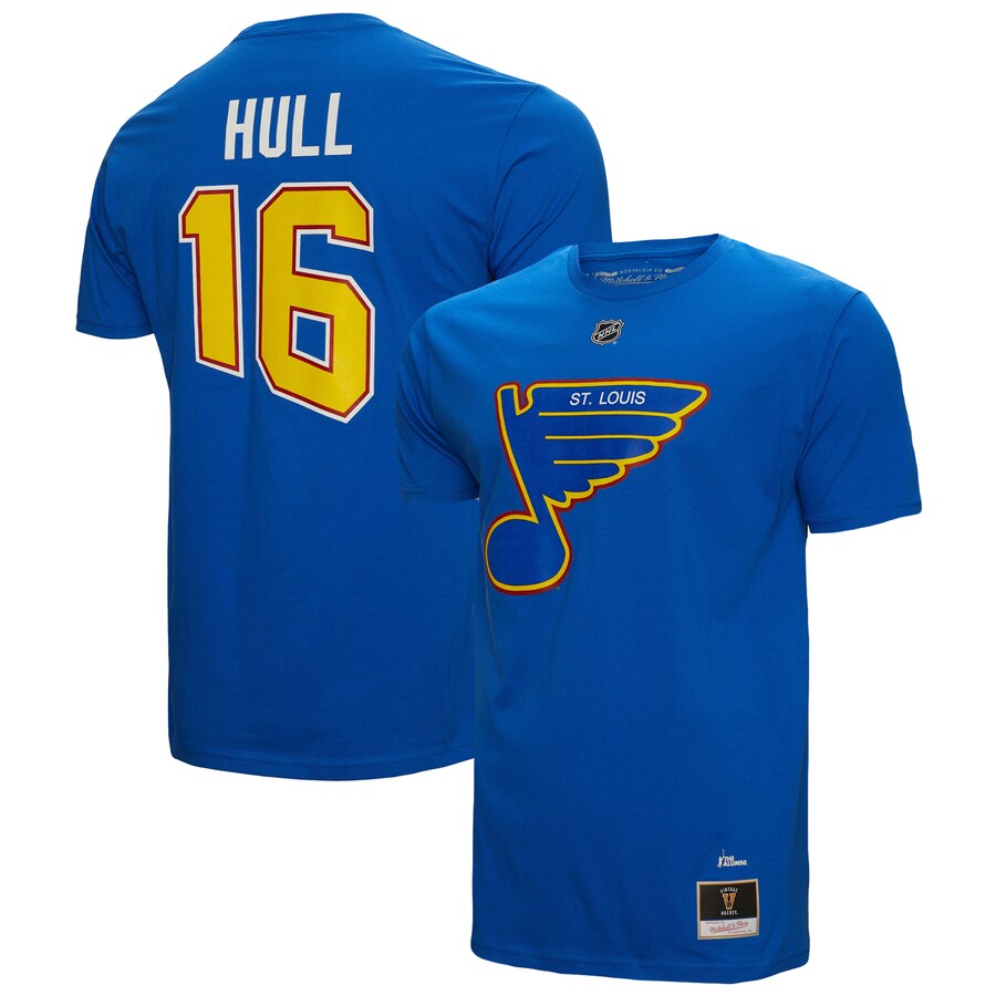 Men's St. Louis Blues Brett Hull Mitchell & Ness Blue Name & Number T-Shirt - Puhuasuan