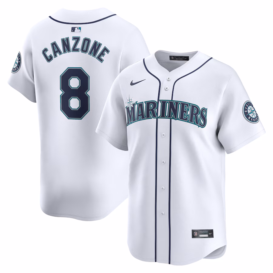 Men's Seattle Mariners Dominic Canzone Nike White Home Limited Player Jersey - Puhuasuan