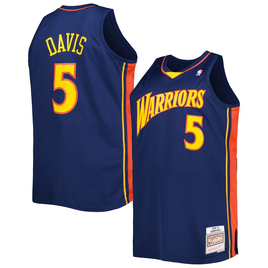 Men's Golden State Warriors Baron Davis Mitchell & Ness Navy Big & Tall Hardwood Classics 2006/07 Swingman Jersey - Puhuasuan