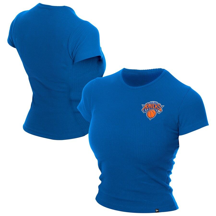 Women's New York Knicks  New Era Blue Leisure Collection Baby Doll Cropped T-Shirt - Puhuasuan