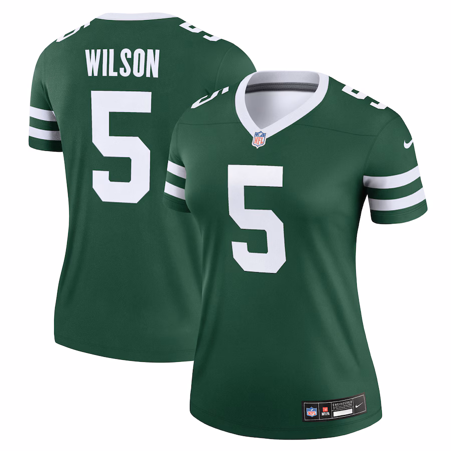Women's New York Jets Garrett Wilson Nike Legacy Green Legend Player Performance Top - Puhuasuan