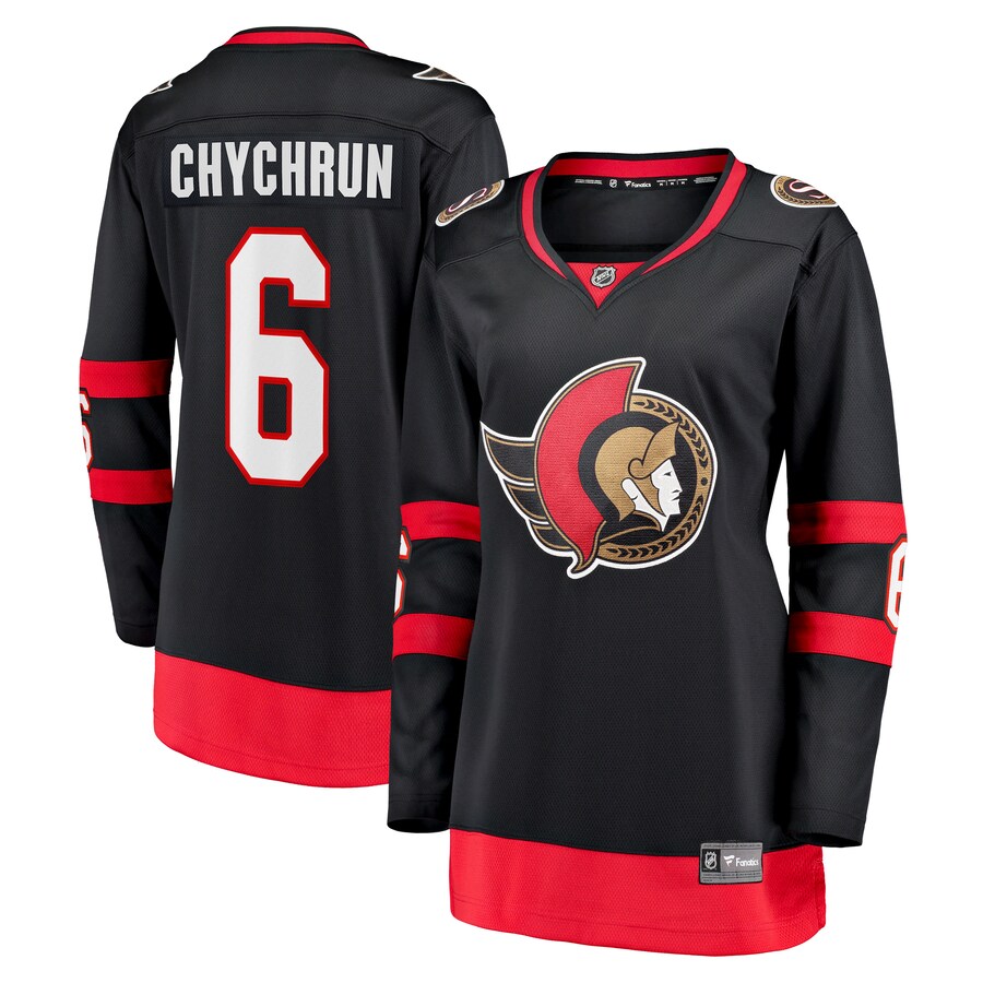 Women's Ottawa Senators Jakob Chychrun Fanatics Branded Black Home Breakaway Jersey - Puhuasuan