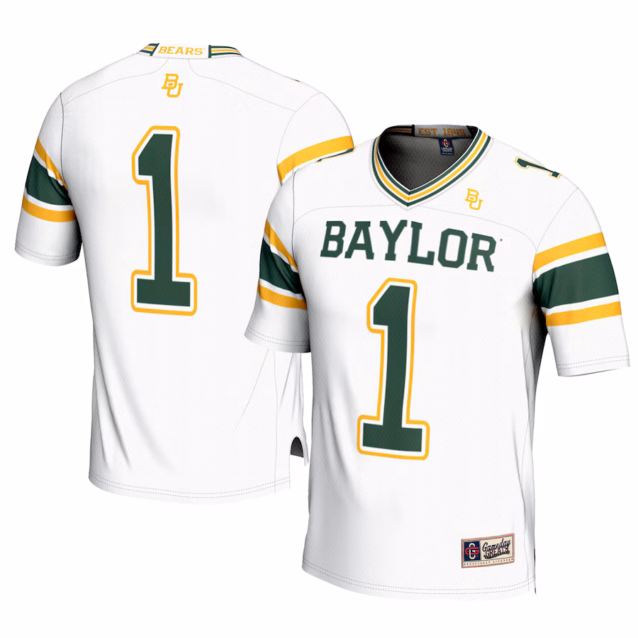 Men's GameDay Greats #1 White Baylor Bears Football Jersey - Puhuasuan