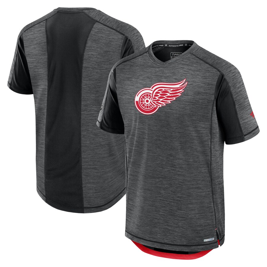 Men's Detroit Red Wings Fanatics Black Authentic Pro Rink Tech T-Shirt - Puhuasuan