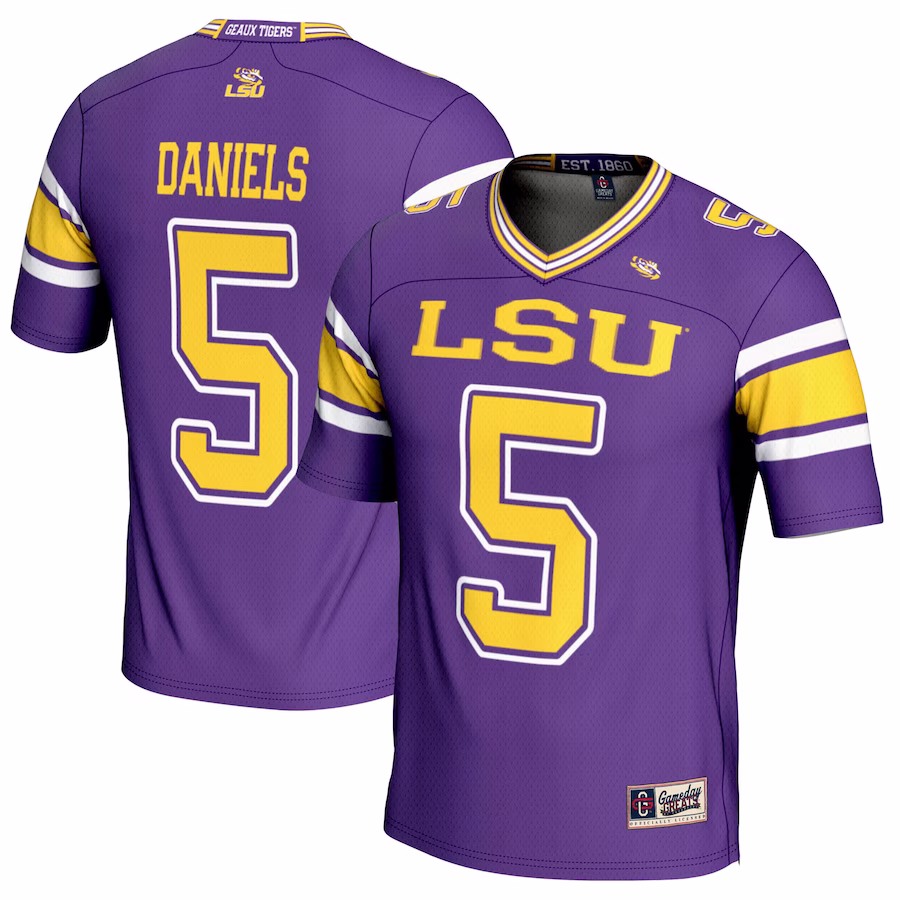 Jayden Daniels LSU Tigers GameDay Greats Youth NIL Player Football Fashion Jersey - Purple - Puhuasuan