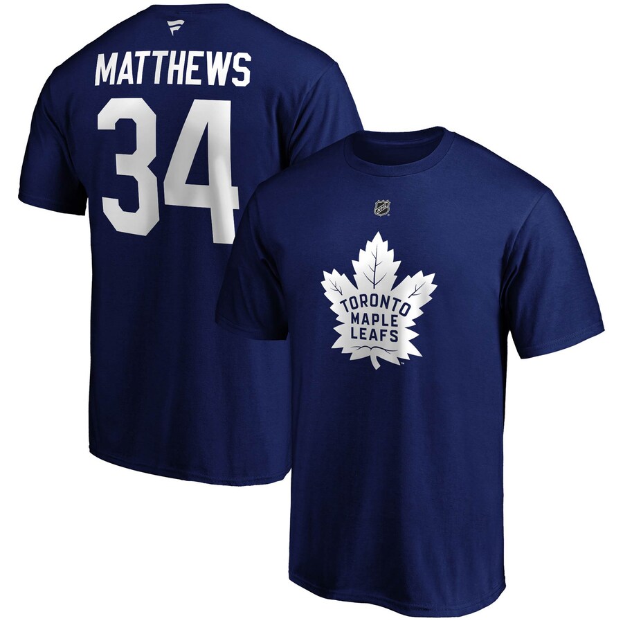 Men's Toronto Maple Leafs Auston Matthews Fanatics Blue Big & Tall Name & Number T-Shirt - Puhuasuan