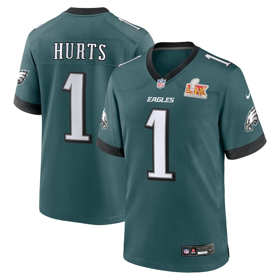 Men's Philadelphia Eagles Jalen Hurts Nike Midnight Green Super Bowl LIX Game Player Jersey - Puhuasuan