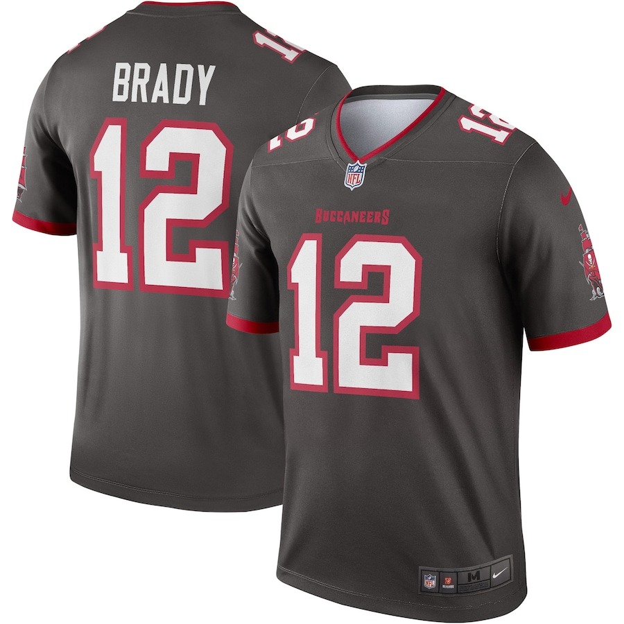 Men's Tampa Bay Buccaneers Tom Brady Nike Pewter Alternate Legend Player Performance Top - Puhuasuan