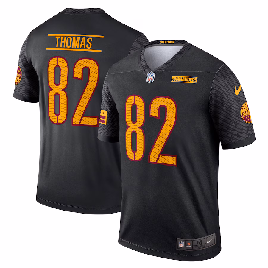 Men's Washington Commanders Logan Thomas Nike Black Alternate Legend Player Performance Top - Puhuasuan