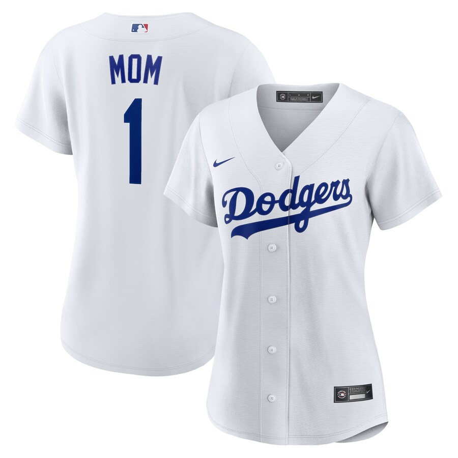 Women's Los Angeles Dodgers Nike White #1 Mom Home Replica Jersey - Puhuasuan