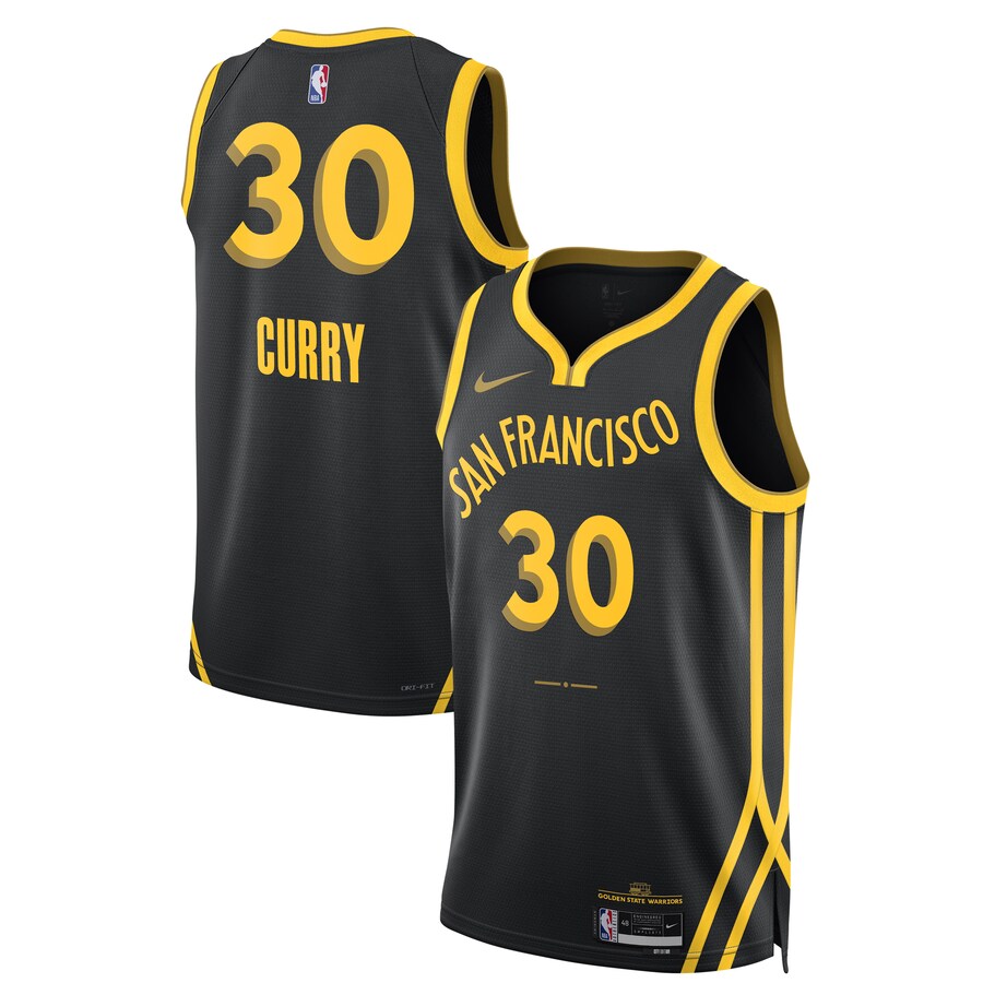 Unisex Golden State Warriors Stephen Curry Nike Black 2023/24 Swingman Jersey - City Edition - Puhuasuan