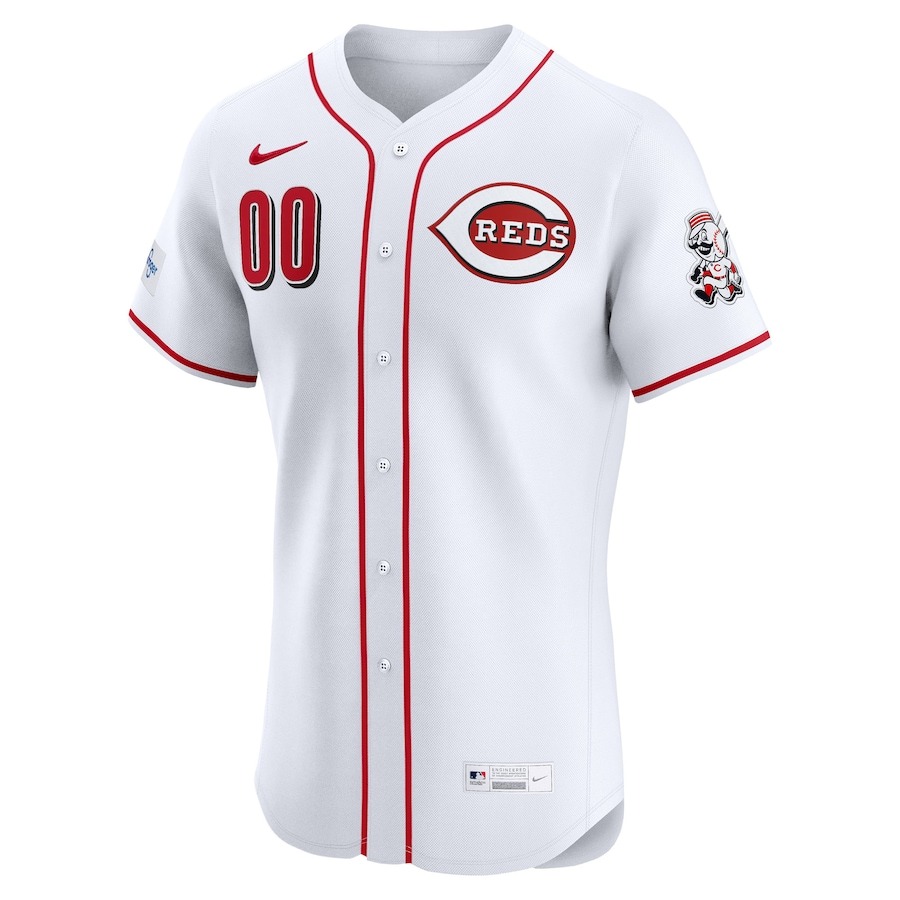 Men's Cincinnati Reds Nike White Home Elite Custom Patch Jersey - Puhuasuan