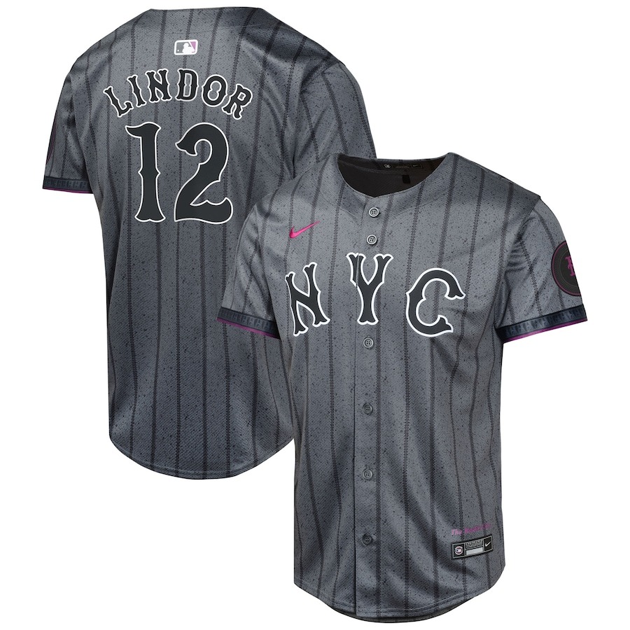 Youth New York Mets Francisco Lindor Nike Graphite 2024 City Connect Limited Player Jersey - Puhuasuan