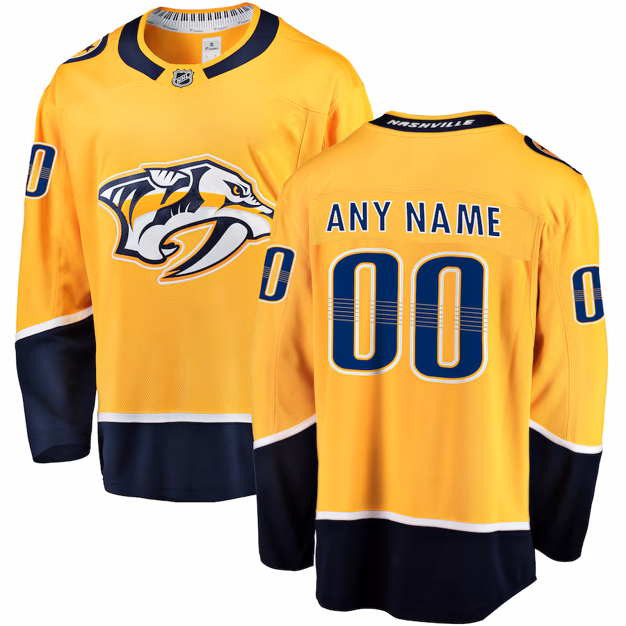 Men's Nashville Predators Fanatics Gold Home Breakaway Custom Jersey - Puhuasuan