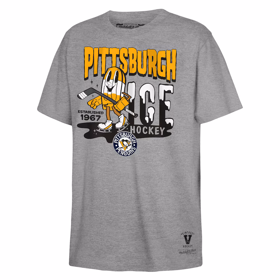Youth Pittsburgh Penguins Mitchell & Ness Gray Popsicle T-Shirt - Puhuasuan