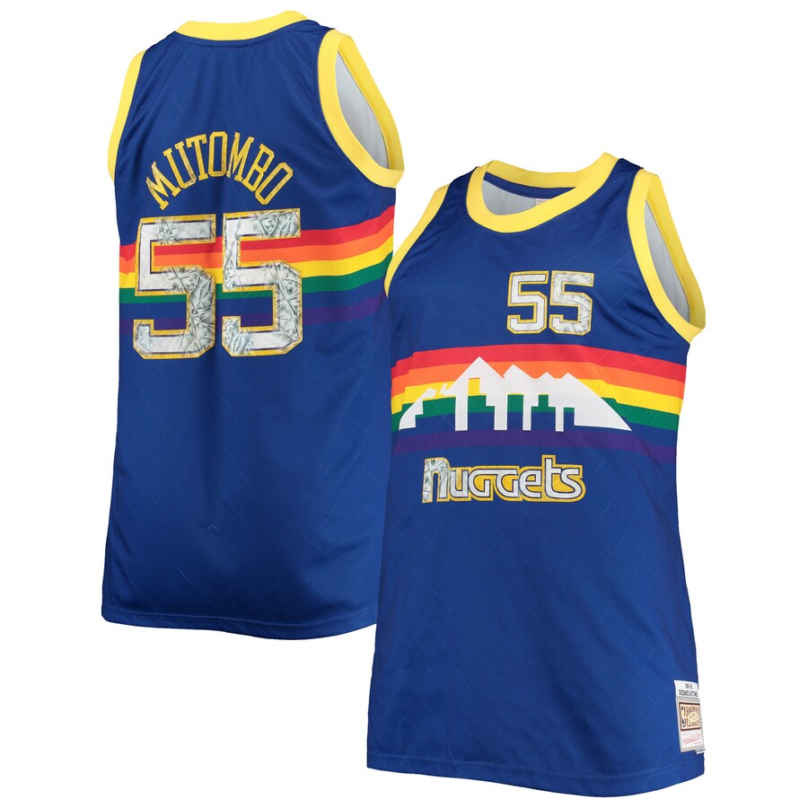 Men's Denver Nuggets Dikembe Mutombo Mitchell & Ness Blue Big & Tall 1991/92 NBA 75th Anniversary Diamond Swingman Jersey - Puhuasuan
