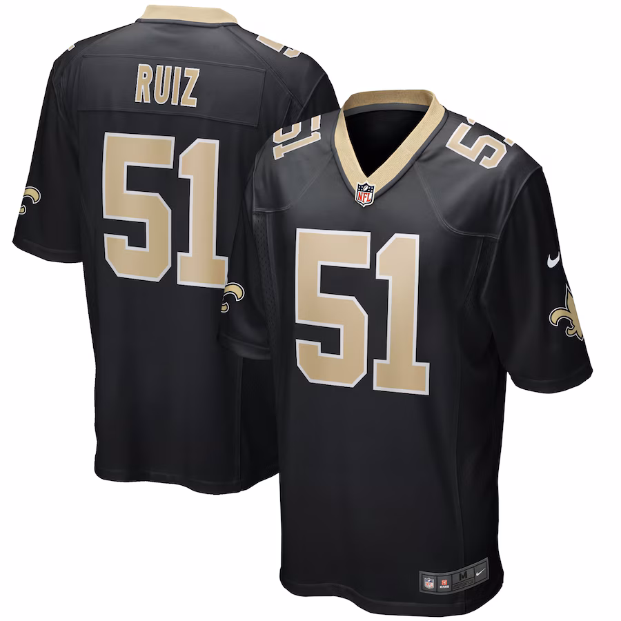 Men's New Orleans Saints Cesar Ruiz Nike Black Player Game Jersey - Puhuasuan