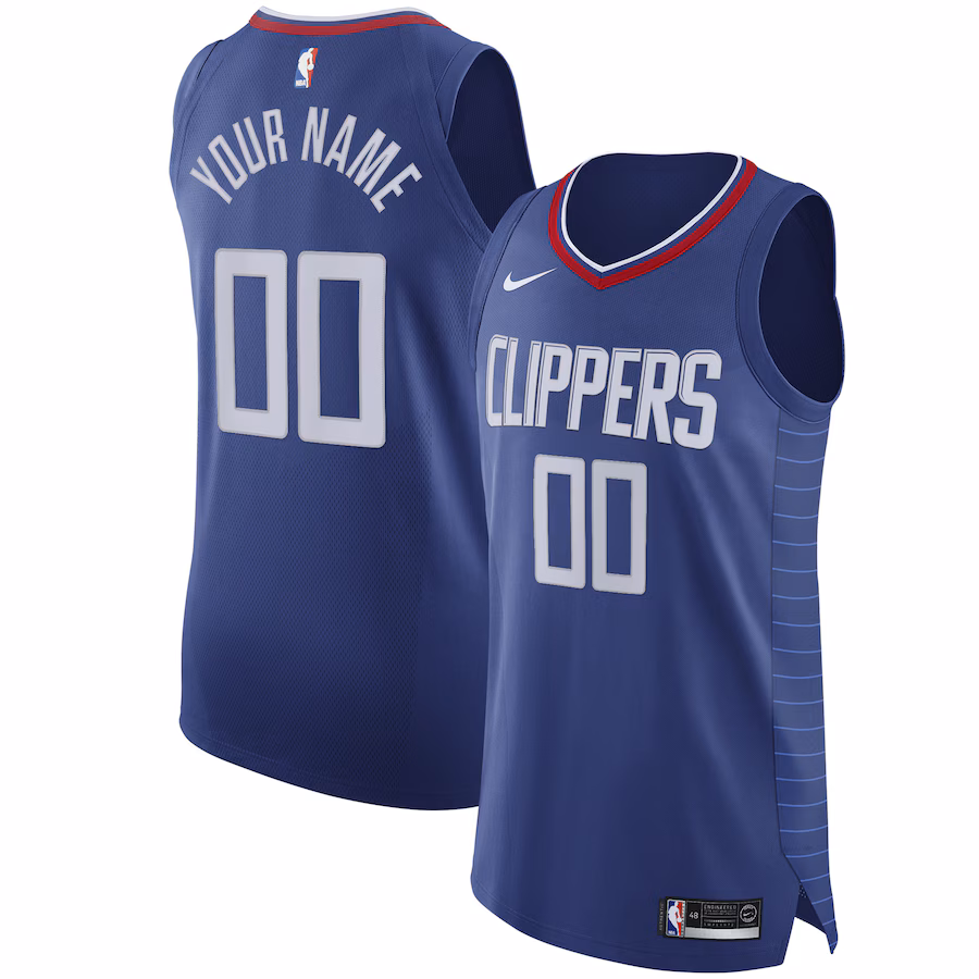 Men's LA Clippers Nike Blue 2020/21 Authentic Custom Jersey - Icon Edition - Puhuasuan